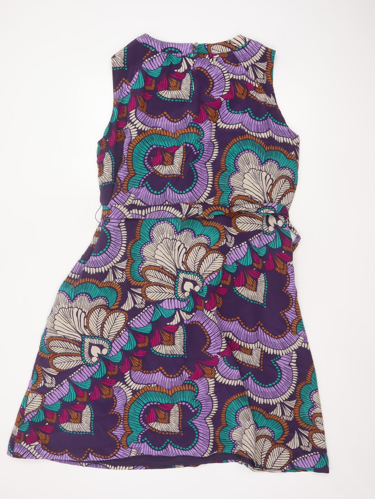 Windsmoor Women Purple Silk Floral Beaded A-Line Dress UK 16
