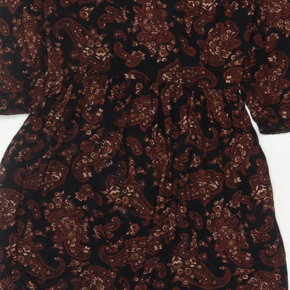 Roman Women’s Black Paisley Fit & Flare Dress Size 16 Long Sleeve