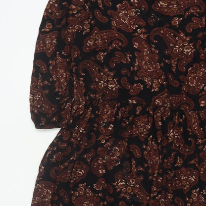 Roman Women’s Black Paisley Fit & Flare Dress Size 16 Long Sleeve