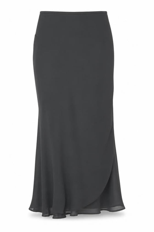Mango Night Women Black UK 10 Long Wrap Flare Formal Skirt