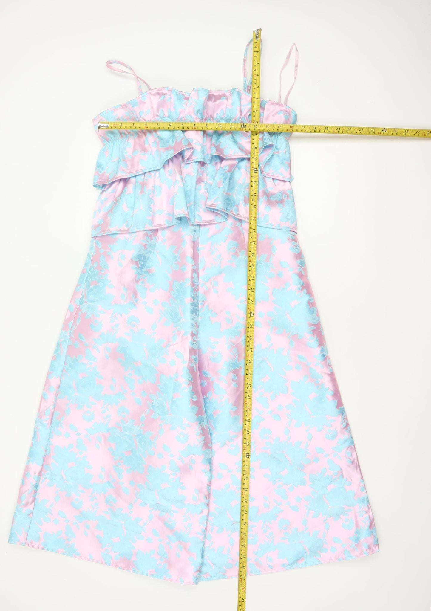 ASOS Women Multicoloured Floral Satin Ruffle Wide-Leg Jumpsuit UK 10