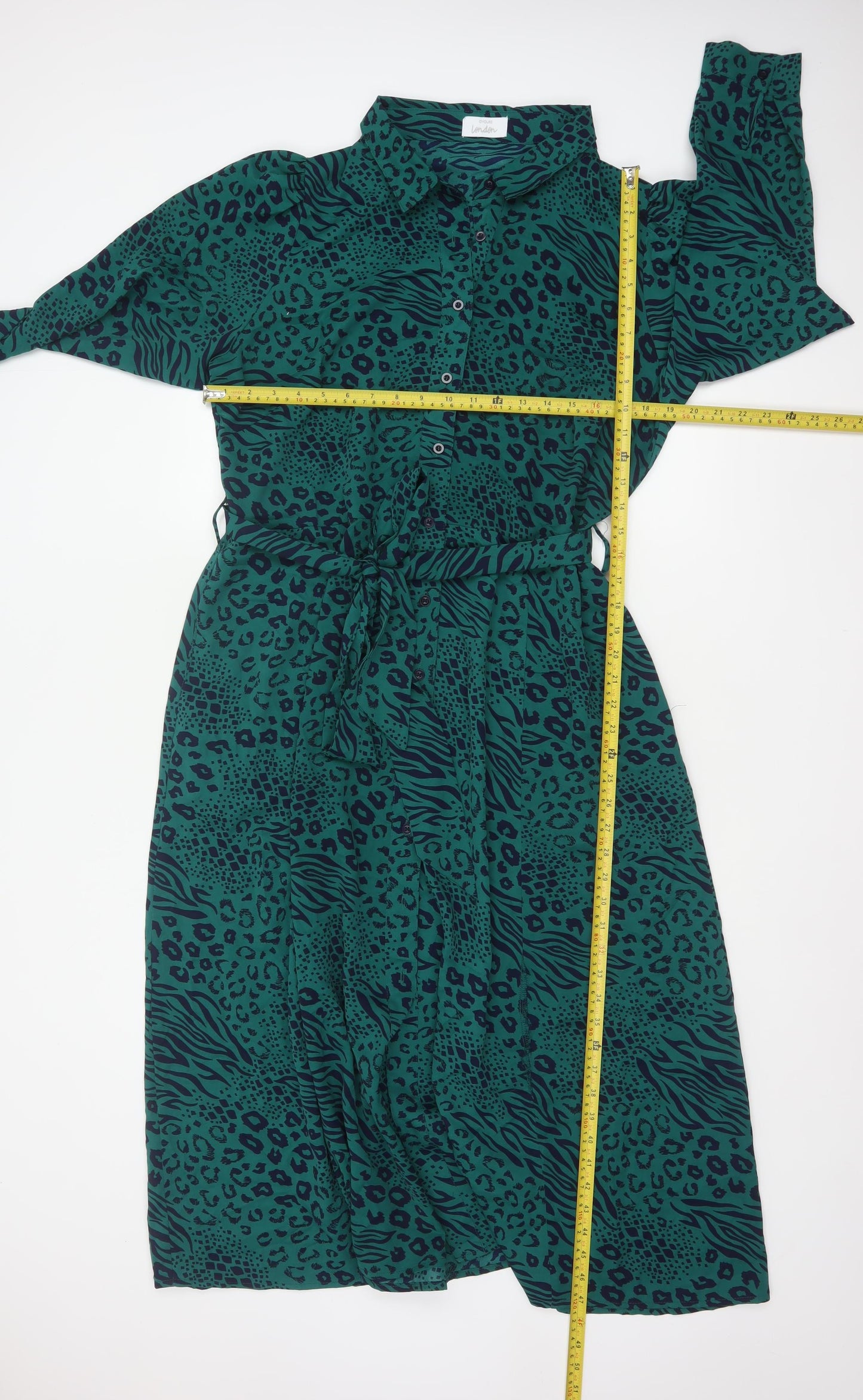 Yours London Women Green Animal Print Belted Midi Shirt Dress UK 18