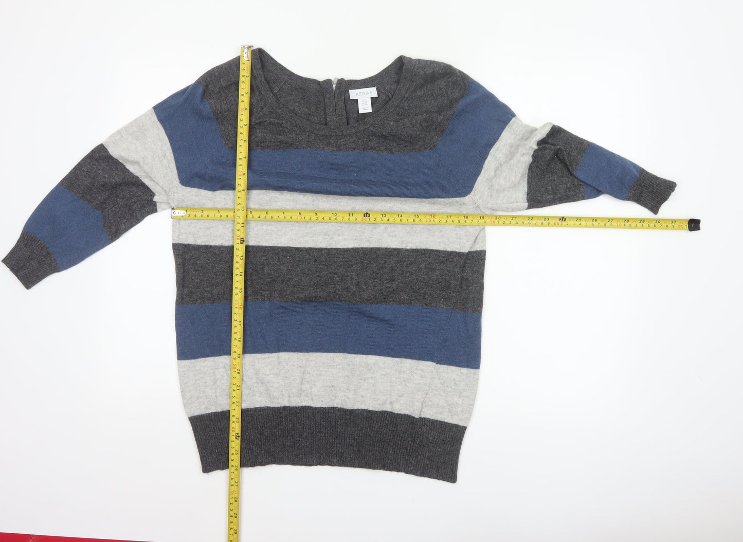 Kenar Women’s Multicoloured Striped Merino Wool Blend Jumper UK 20