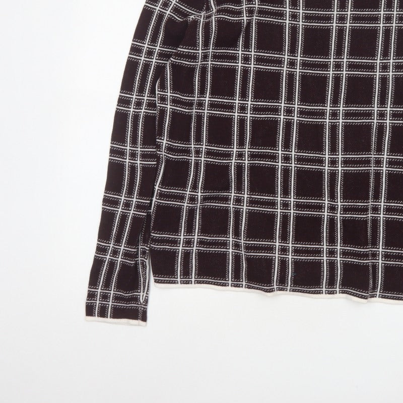 Dorothy Perkins Women’s Brown Check Knit High Neck Jumper UK 14