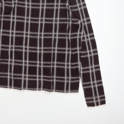 Dorothy Perkins Women’s Brown Check Knit High Neck Jumper UK 14