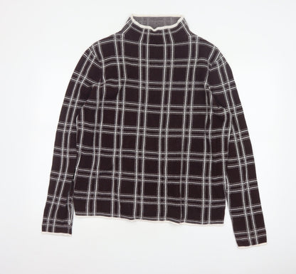 Dorothy Perkins Women’s Brown Check Knit High Neck Jumper UK 14