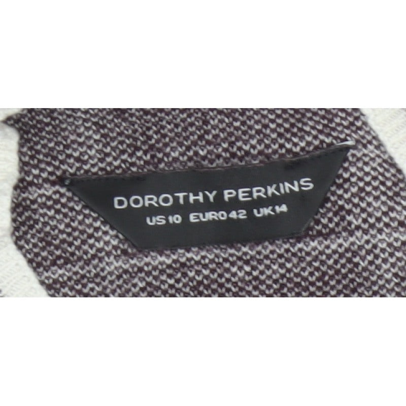 Dorothy Perkins Women’s Brown Check Knit High Neck Jumper UK 14