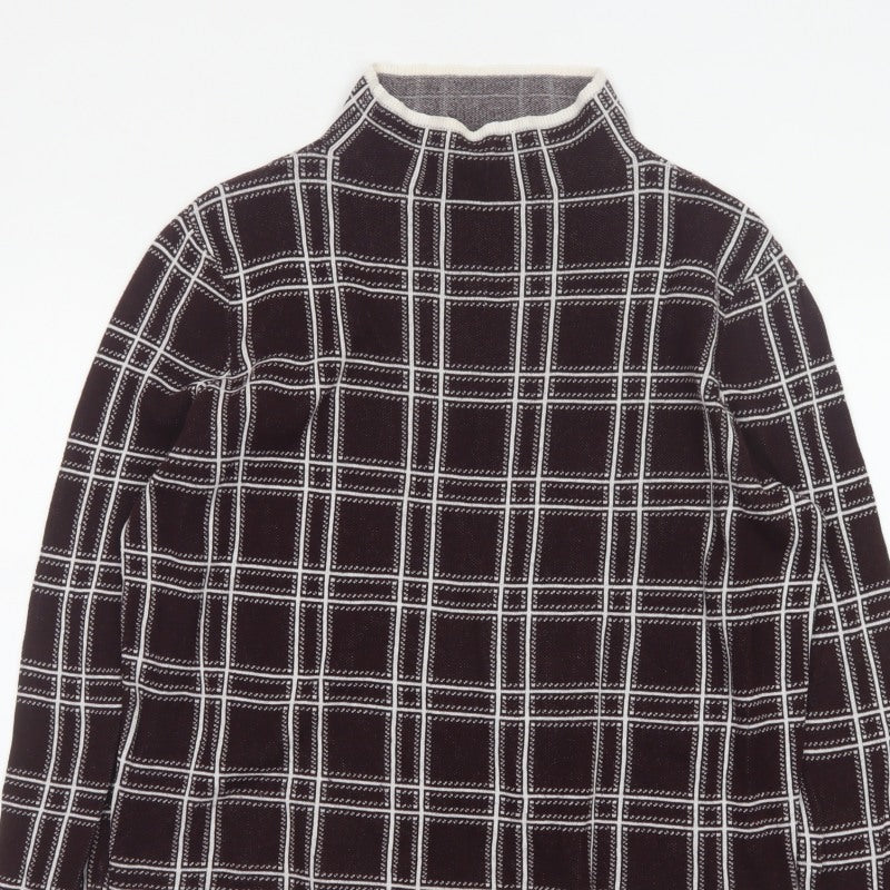 Dorothy Perkins Women’s Brown Check Knit High Neck Jumper UK 14
