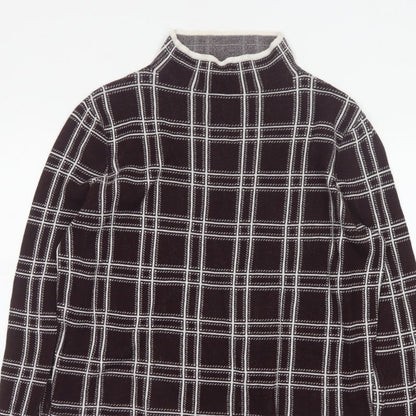 Dorothy Perkins Women’s Brown Check Knit High Neck Jumper UK 14