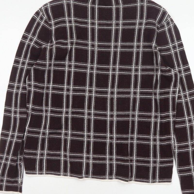 Dorothy Perkins Women’s Brown Check Knit High Neck Jumper UK 14