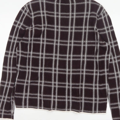 Dorothy Perkins Women’s Brown Check Knit High Neck Jumper UK 14