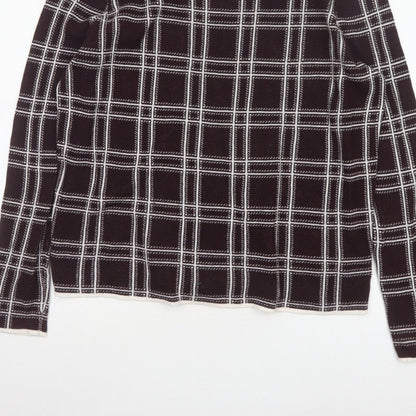 Dorothy Perkins Women’s Brown Check Knit High Neck Jumper UK 14