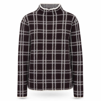 Dorothy Perkins Women’s Brown Check Knit High Neck Jumper UK 14