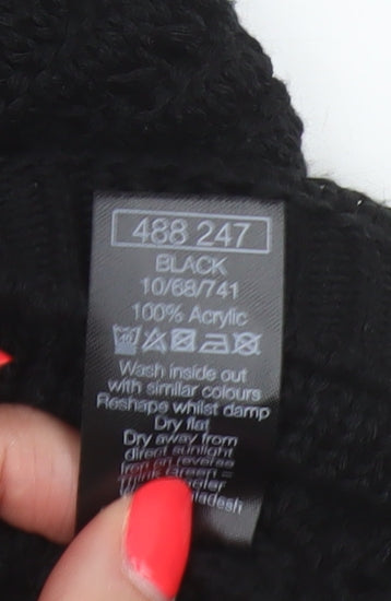 M&Co Women Black Size 14 Open Knit 3/4 Sleeve Pullover Jumper