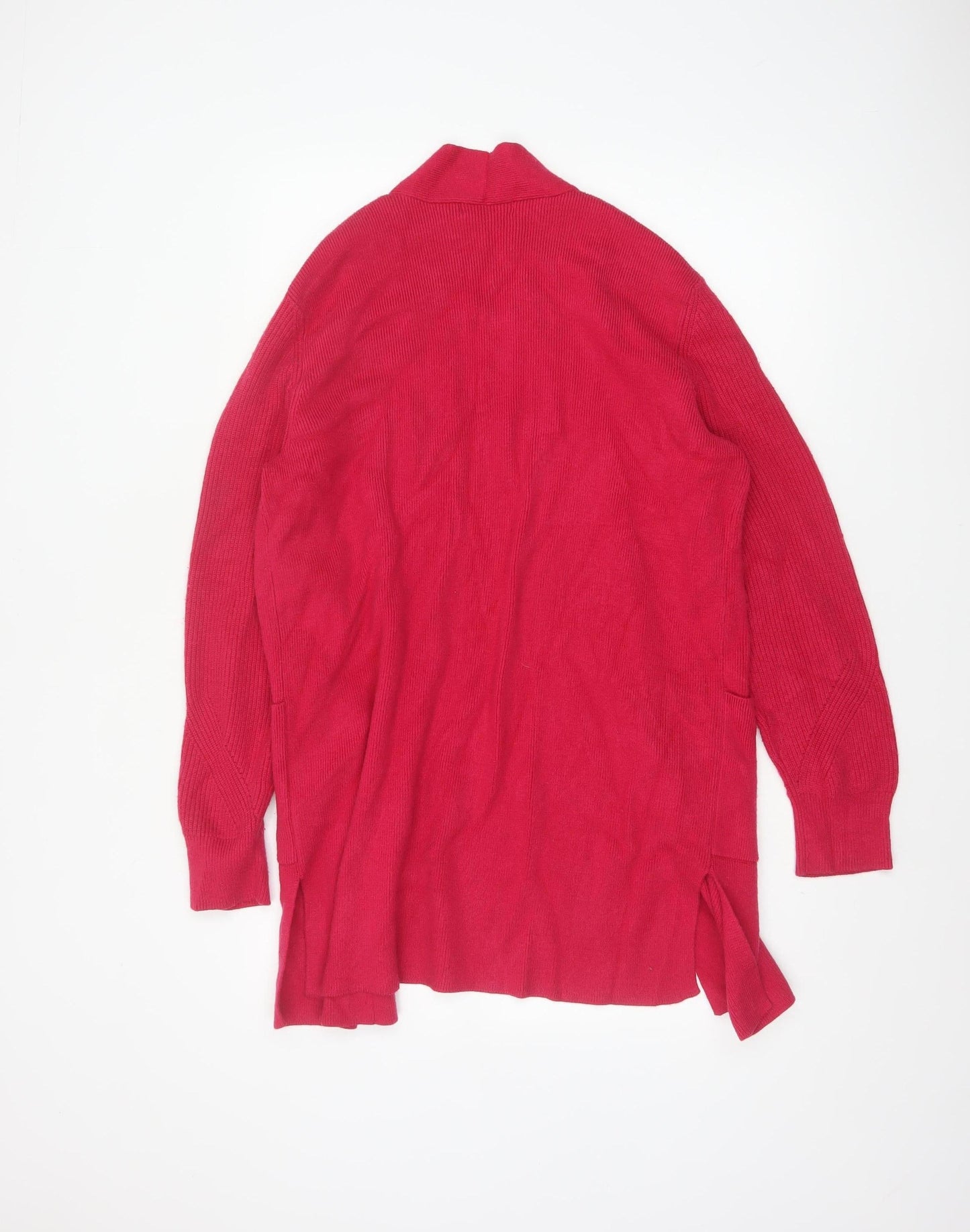 Marks and Spencer Women Pink Size 16 Open Longline Cardigan Pockets Knit