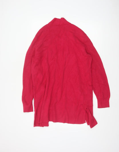 Marks and Spencer Women Pink Size 16 Open Longline Cardigan Pockets Knit