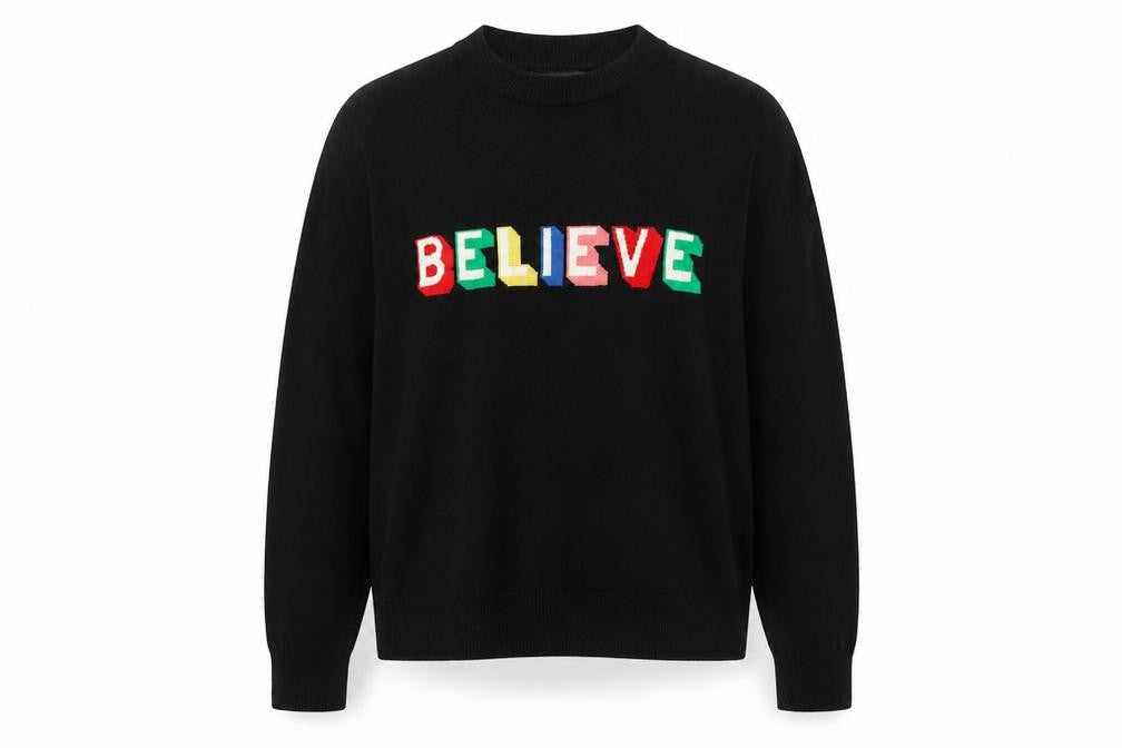 Marks & Spencer Women’s Black M Believe Embroidered Mock Neck Knit Jumper