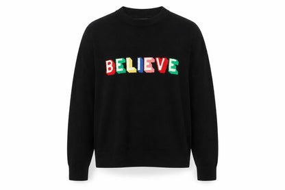 Marks & Spencer Women’s Black M Believe Embroidered Mock Neck Knit Jumper