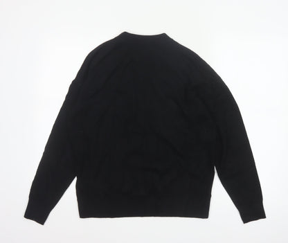 Marks & Spencer Women’s Black M Believe Embroidered Mock Neck Knit Jumper