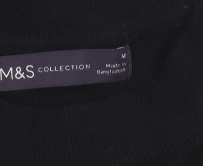 Marks & Spencer Women’s Black M Believe Embroidered Mock Neck Knit Jumper