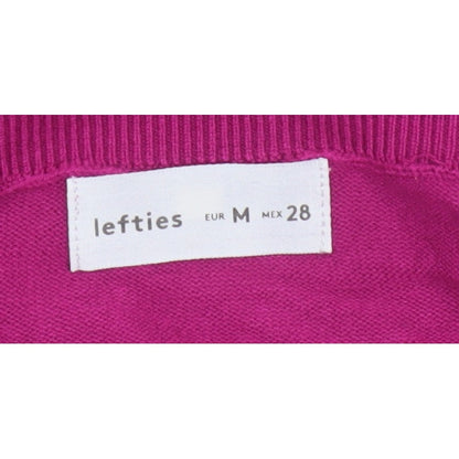 Lefties Women Pink V-Neck Long Sleeve Knit Pullover Jumper M