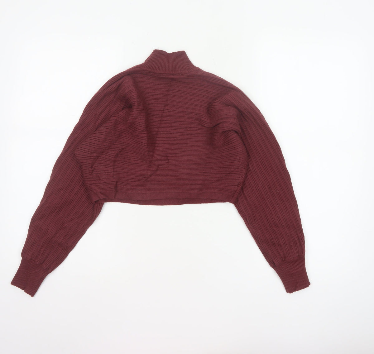 New Look Women Red UK 10 Rib Knit Mock Neck Cropped Jumper