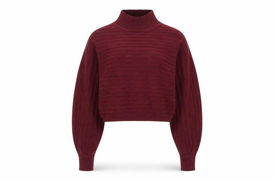 New Look Women Red UK 10 Rib Knit Mock Neck Cropped Jumper