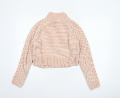H&M Divided Women’s Pink Size 10 Chunky Knit Mock Neck Jumper