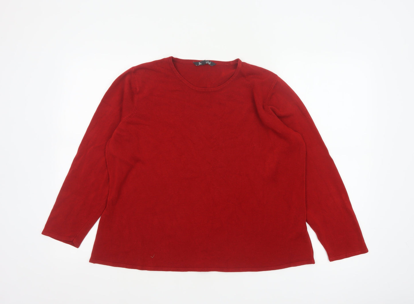 Bonmarché Women Red Size 20/22 Acrylic Knit Round Neck Pullover Jumper