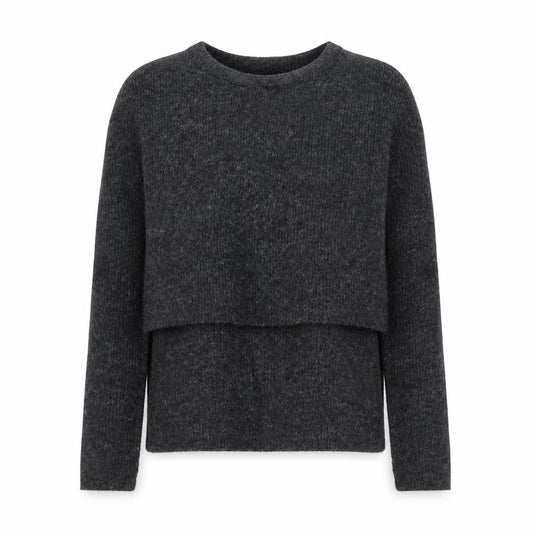 Zara Women Grey S Round Neck Knit Pullover Jumper Long Sleeve