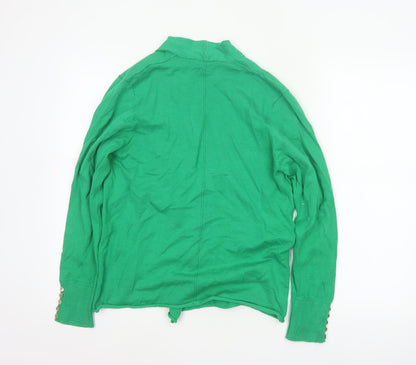 Marble Women Green UK 12 Open Cardigan Cotton Linen Knit Cowl Neck