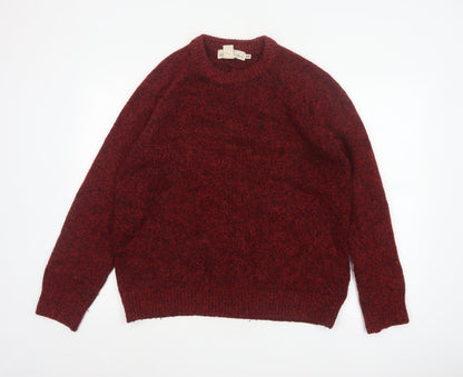 H&M LOGG Men’s Red Chunky Knit Crew Neck Pullover Jumper Size L