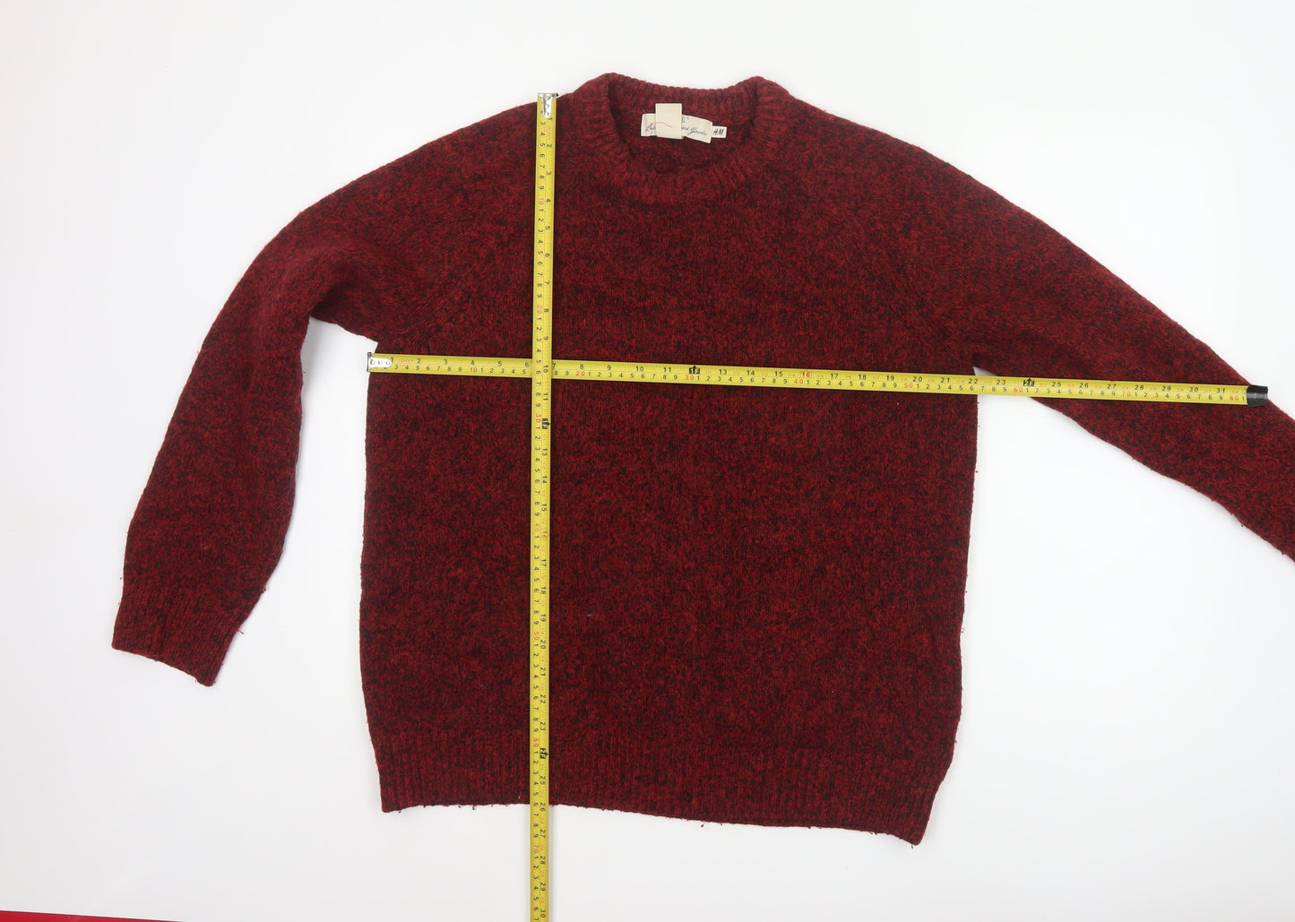 H&M LOGG Men’s Red Chunky Knit Crew Neck Pullover Jumper Size L