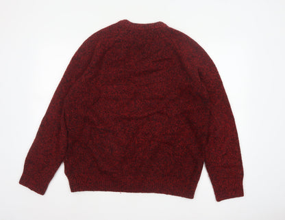 H&M LOGG Men’s Red Chunky Knit Crew Neck Pullover Jumper Size L