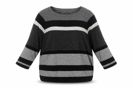 Phase Eight Women’s Grey Black Striped Knit Jumper UK L Wool Blend