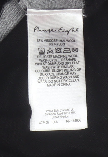 Phase Eight Women’s Grey Black Striped Knit Jumper UK L Wool Blend