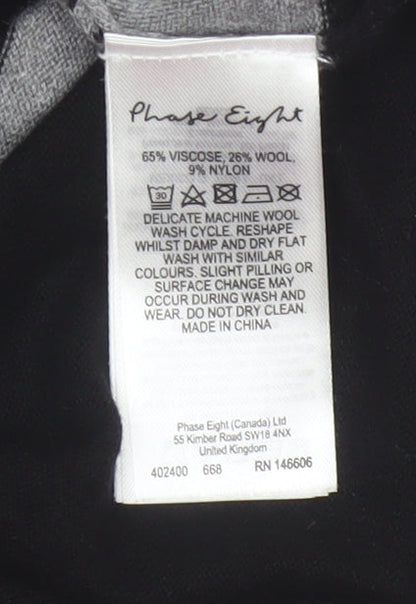 Phase Eight Women’s Grey Black Striped Knit Jumper UK L Wool Blend