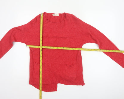Bu.go Women’s Red M Relaxed Knit Pocket Pullover Jumper