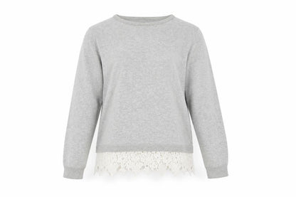 Dorothy Perkins Women Grey Lace Hem Knit Pullover Jumper UK 10