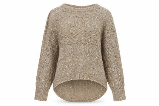 Select Women’s Beige UK 12 Sequin Cable Knit Pullover Jumper