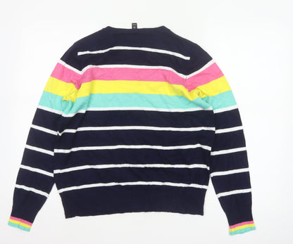 M&Co Women’s Blue Striped Crew Neck Knit Pullover Jumper UK 14