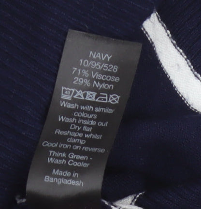 M&Co Women’s Blue Striped Crew Neck Knit Pullover Jumper UK 14