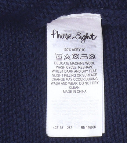 Phase Eight Women Navy Ivory Stripe Knit Cap Sleeve Jumper S/M