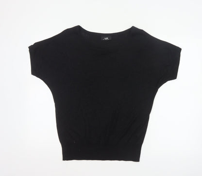 Wallis Women’s Black Metallic Knit Cap Sleeve Jumper UK 8