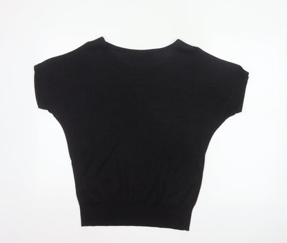 Wallis Women’s Black Metallic Knit Cap Sleeve Jumper UK 8