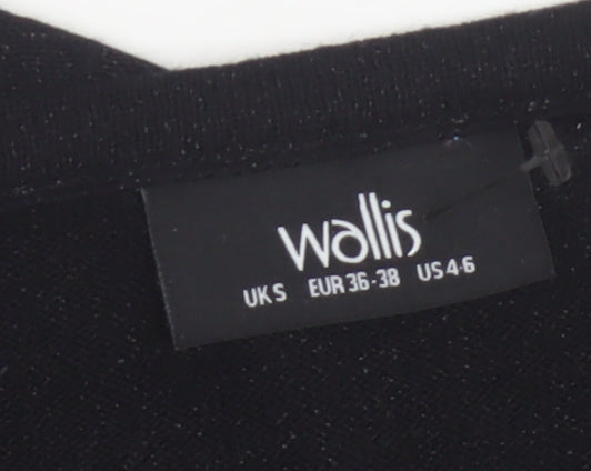 Wallis Women’s Black Metallic Knit Cap Sleeve Jumper UK 8