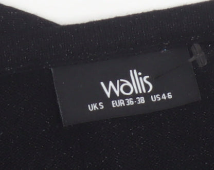 Wallis Women’s Black Metallic Knit Cap Sleeve Jumper UK 8