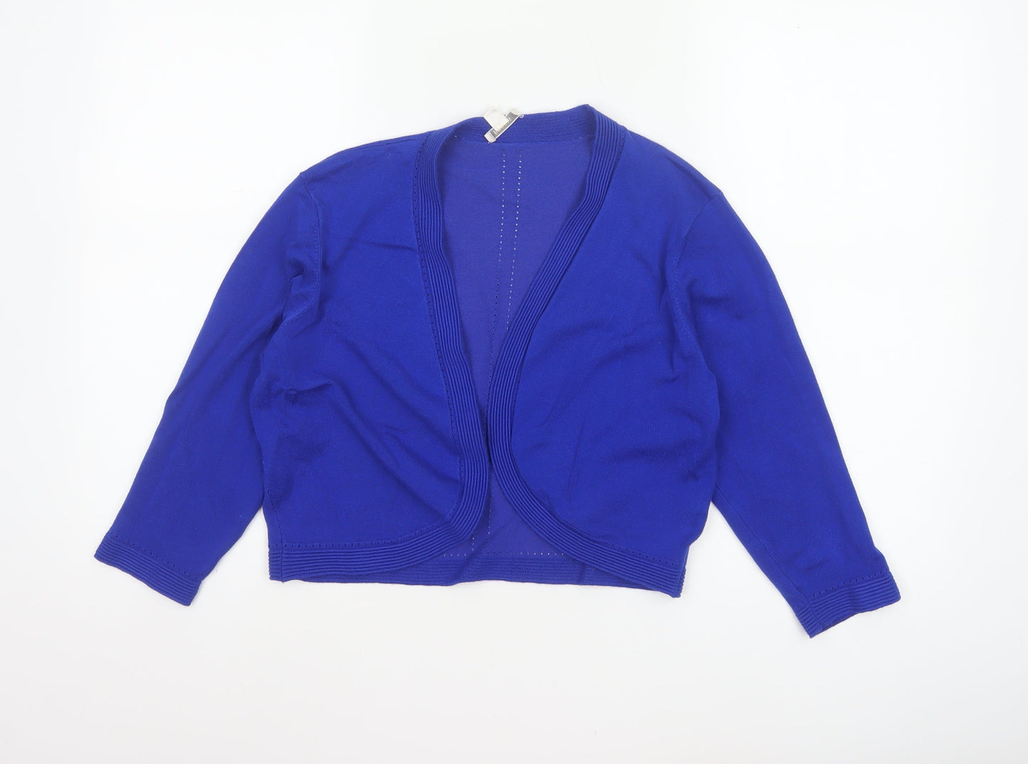 Precis Women Blue M Open V-Neck Long Sleeve Knit Cardigan
