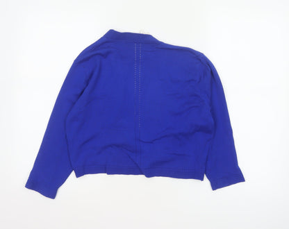 Precis Women Blue M Open V-Neck Long Sleeve Knit Cardigan