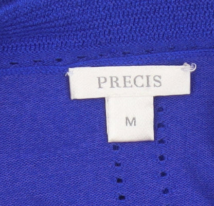 Precis Women Blue M Open V-Neck Long Sleeve Knit Cardigan
